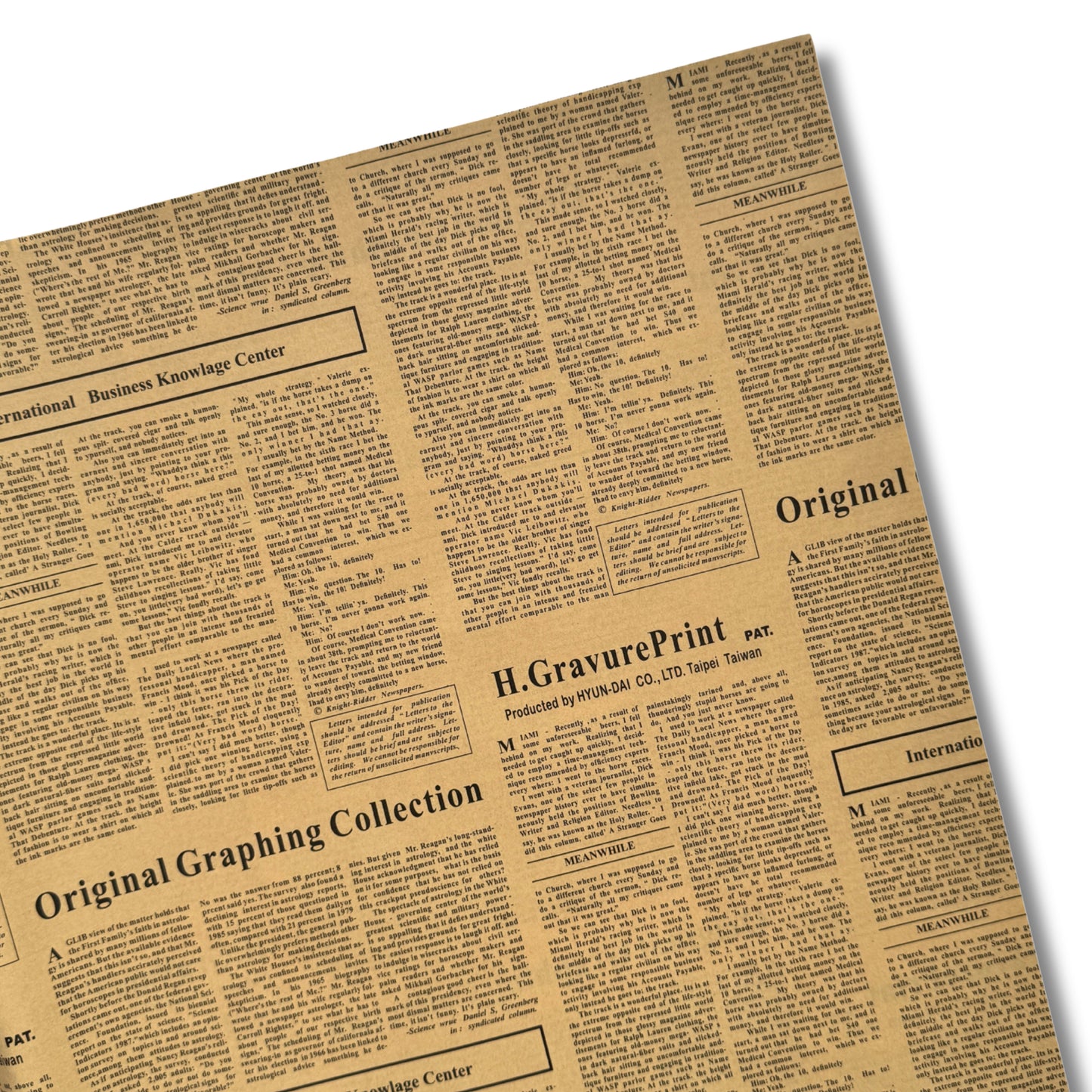 Kraft/Brown Paper Wrapping Sheets with Newspaper Print - Recyclable & Eco-Friendly- 40 sheets