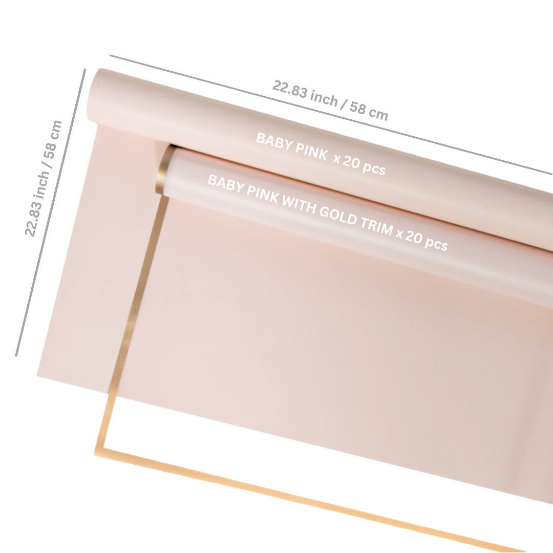 40 Sheets Flower Wrapping Paper | 20 Matte Sheets & 20 Clear Sheets With Gold Edges