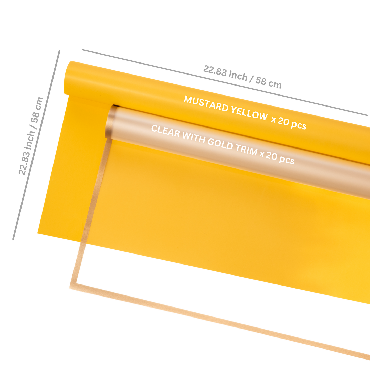 40 Sheets Flower Wrapping Paper | 20 Matte Sheets & 20 Clear Sheets With Gold Edges