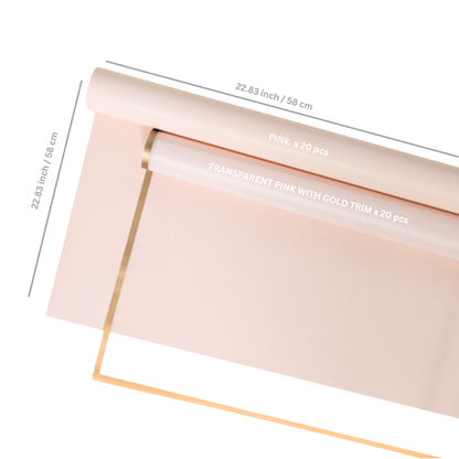 40 Sheets Flower Wrapping Paper | 20 Matte Sheets & 20 Clear Sheets With Gold Edges