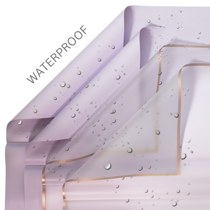 40 Sheets Flower Wrapping Paper | 20 Matte Sheets & 20 Clear Sheets With Gold Edges
